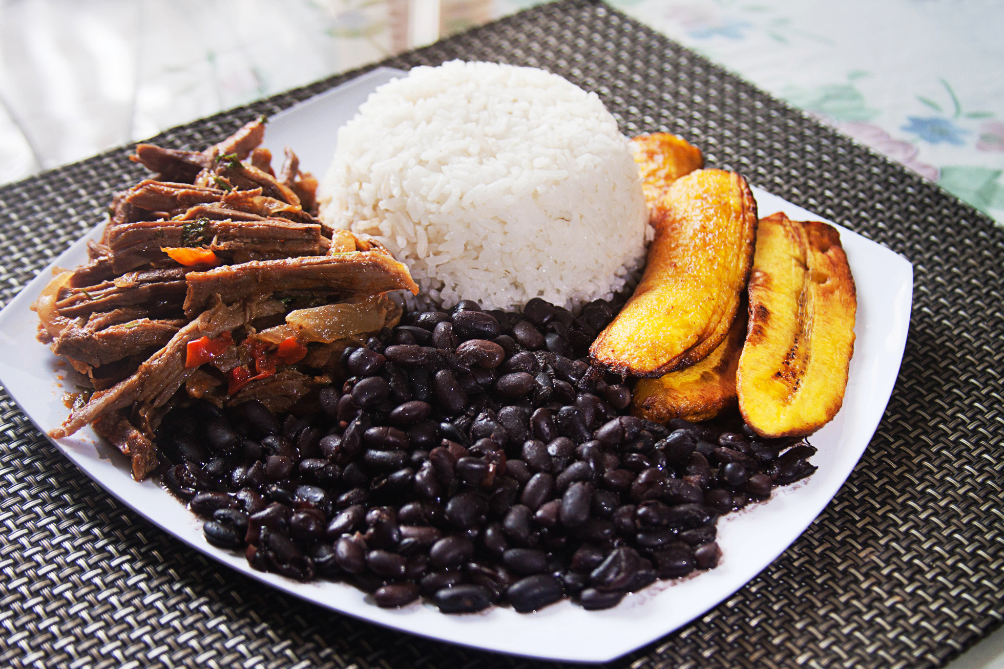Homemade Venezuelan food. Traditional Venezuelan dish. Pabellon Criollo